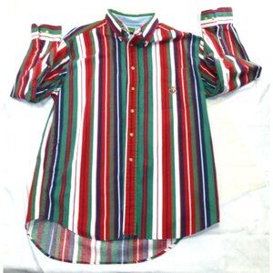 Ivy Crew Mens Long Sleeve Button Down Shirt Red White Blue Stripe Large 1045